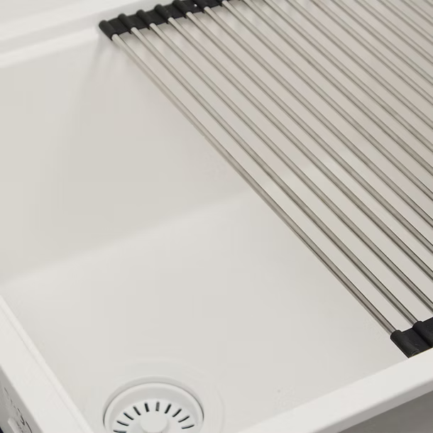 22" Granite Composite Dualmount Workstation Sink in White