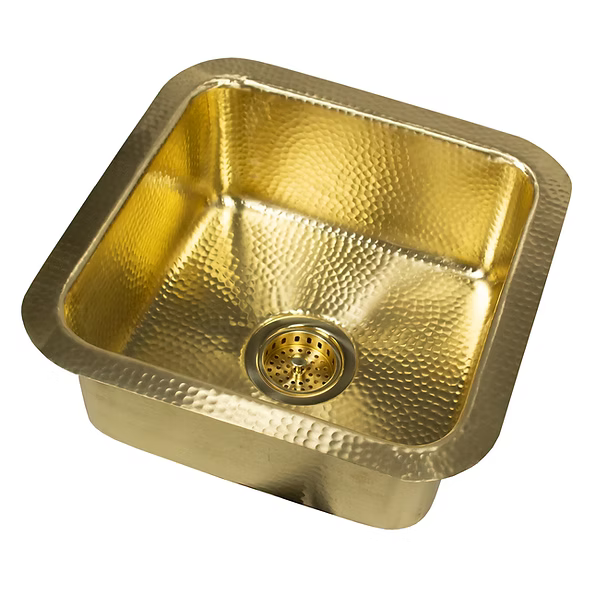 Matte Finish Hammered Brass 17" Undermount Bar Sink