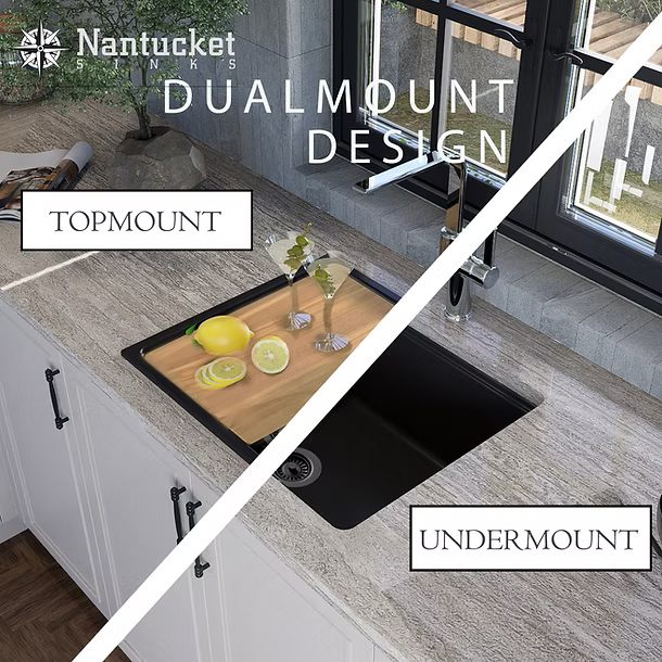 22" Granite Composite Dualmount Workstation Sink in White