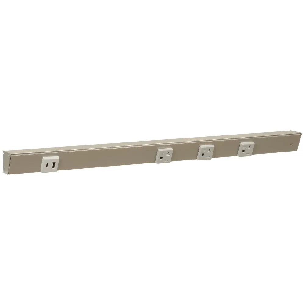 Under Cabinet Power Strip with USB Port & Outlets | Satin Nickel Finish-DirectSinks