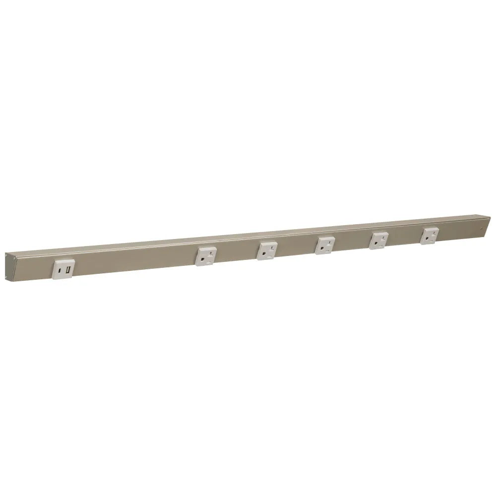 Under Cabinet Power Strip with USB Port & Outlets | Satin Nickel Finish-DirectSinks