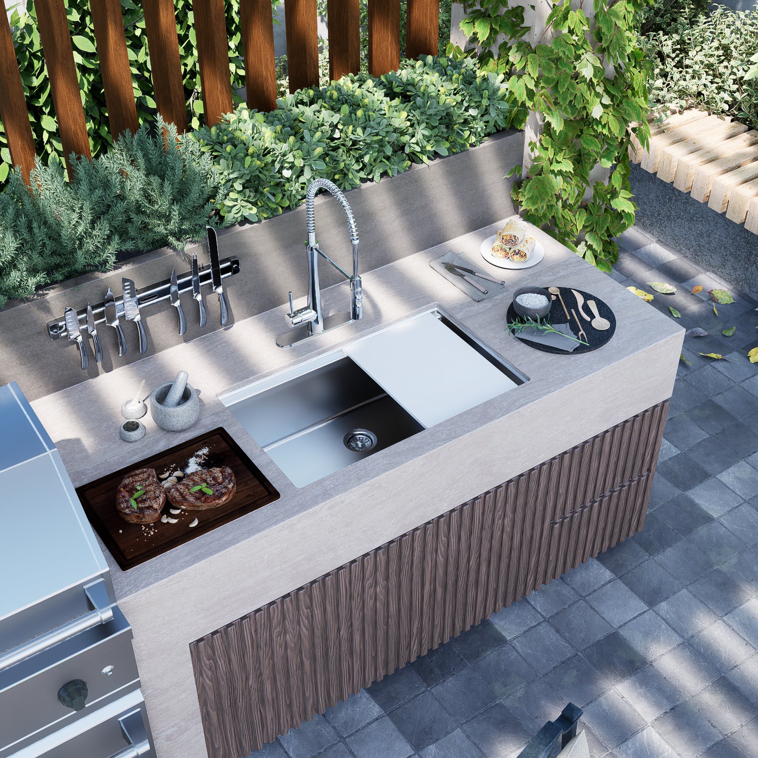 32" Marine-Grade Stainless Undermount Workstation Sink