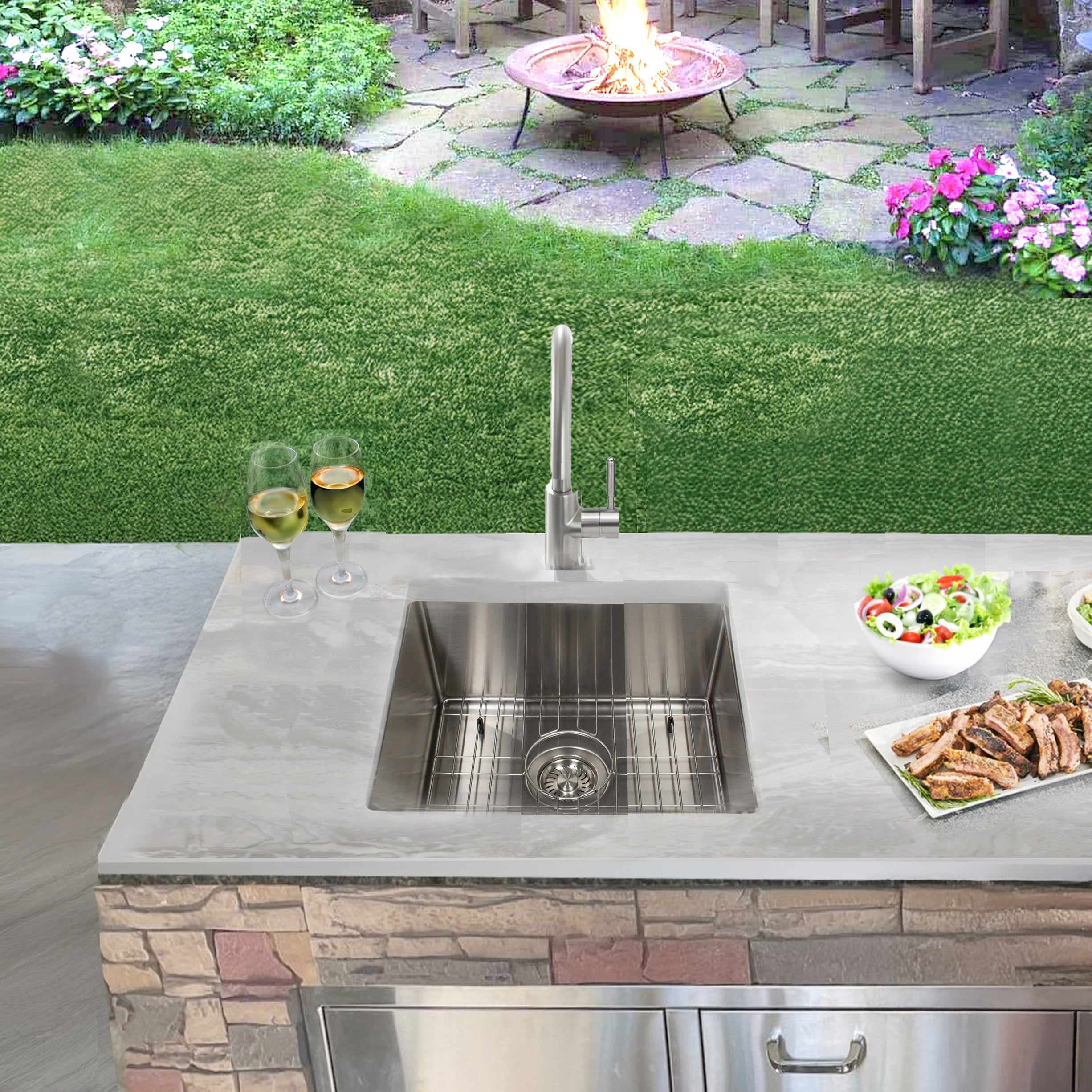19" Marine-Grade Stainless Outdoor Undermount Prep Sink
