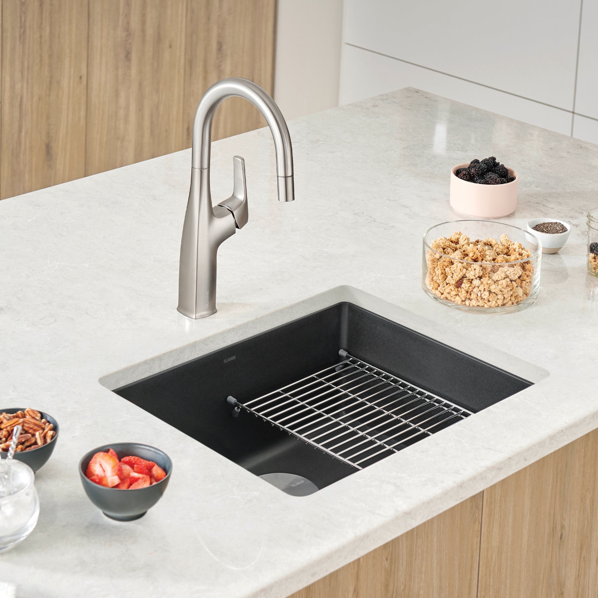 BLANCO 21" Single Bowl Undermount Precis SILGRANIT Kitchen Sink-DirectSinks