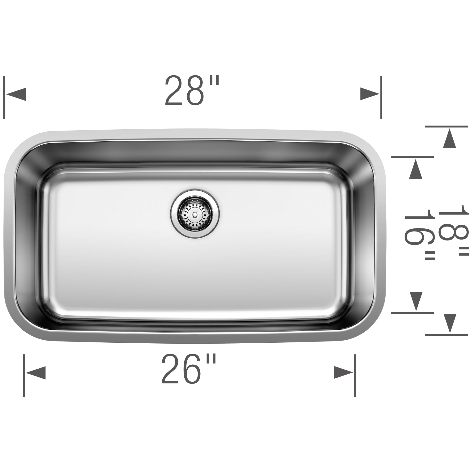BLANCO 28" Stellar Super Single Bowl Stainless Steel Kitchen Sink-DirectSinks