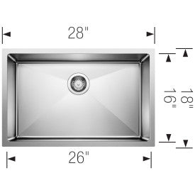 BLANCO Cuvee Small Radius 28" Single Bowl Stainless Kitchen Sink-DirectSinks