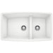 BLANCO Performa 32" SILGRANIT Low Divide Double Bowl Kitchen Sink in White