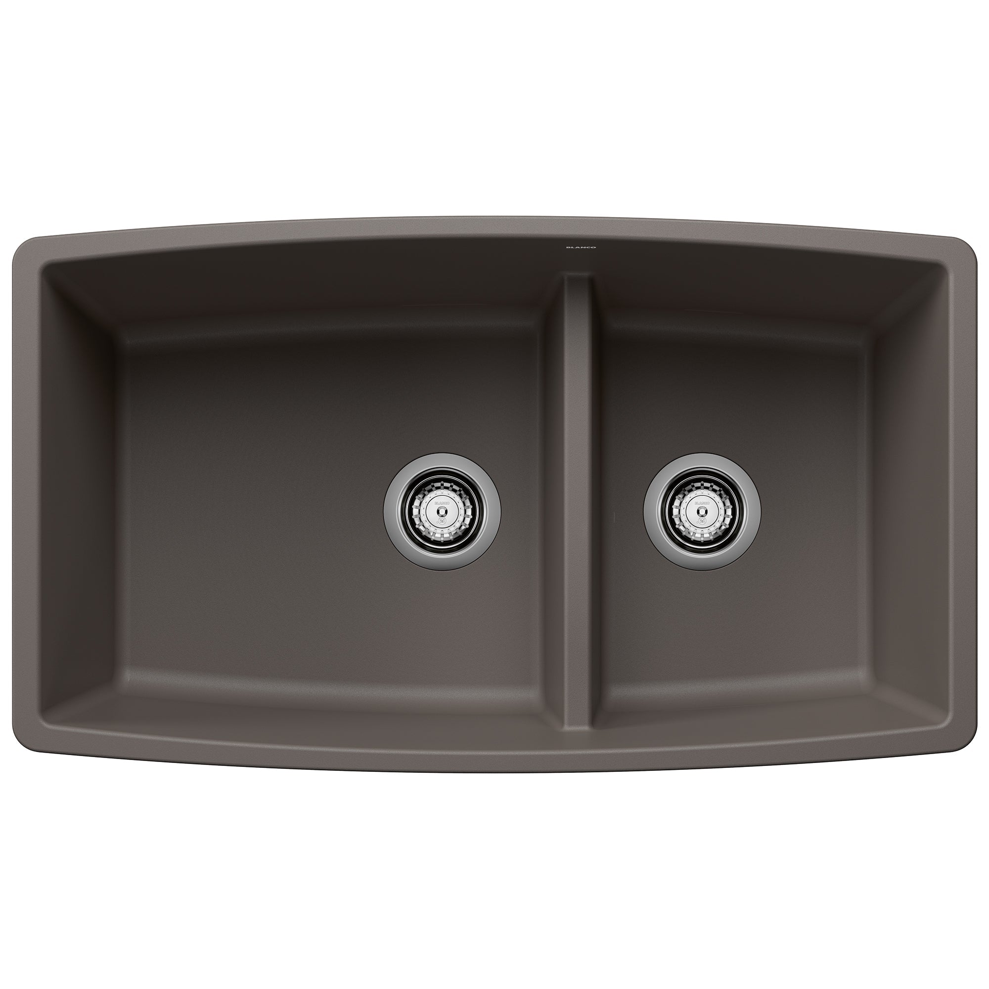 BLANCO Performa 32" SILGRANIT Low Divide Double Bowl Kitchen Sink in Volcano Gray