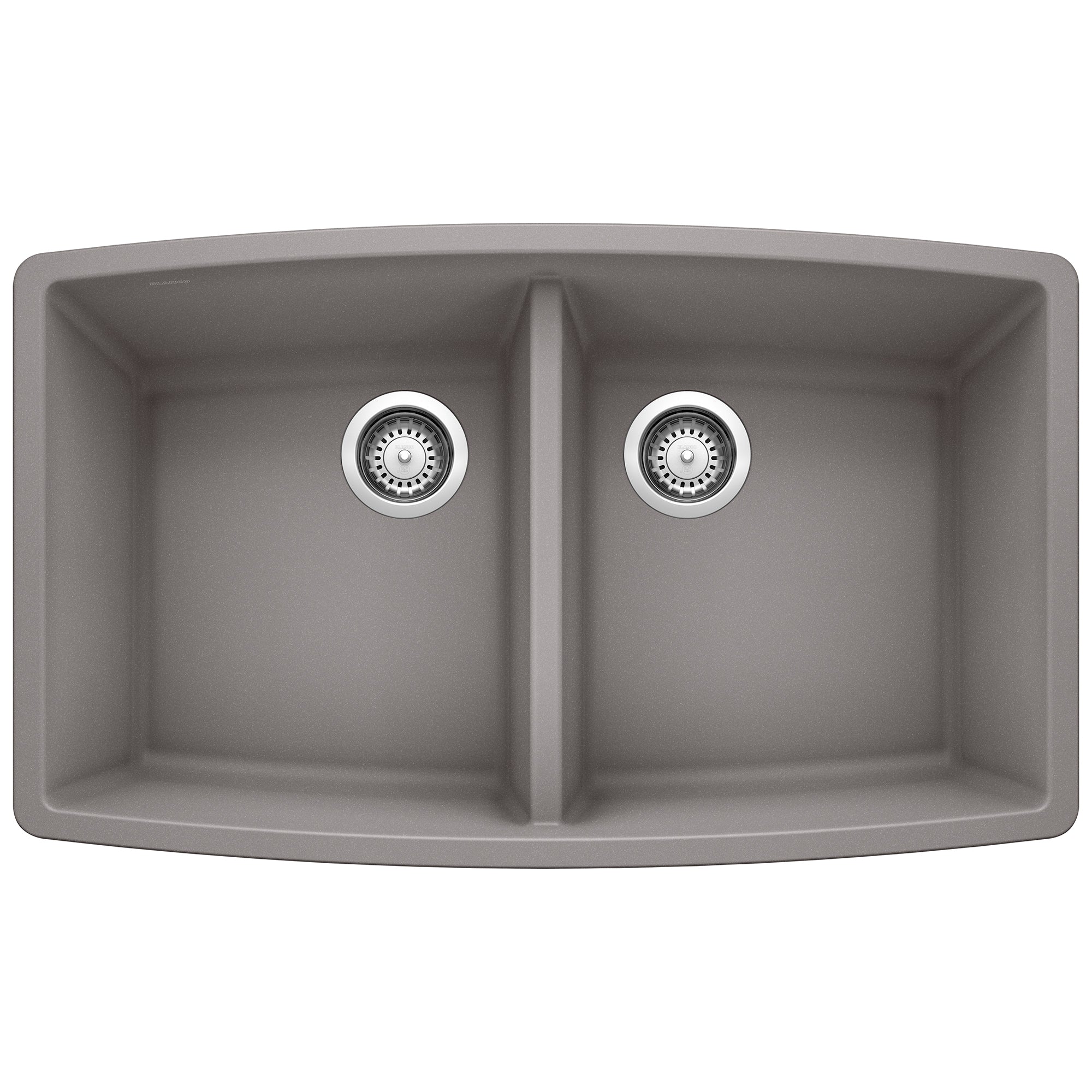 BLANCO Performa 33" SILGRANIT Undermount Double Bowl Kitchen Sink in Metallic Gray