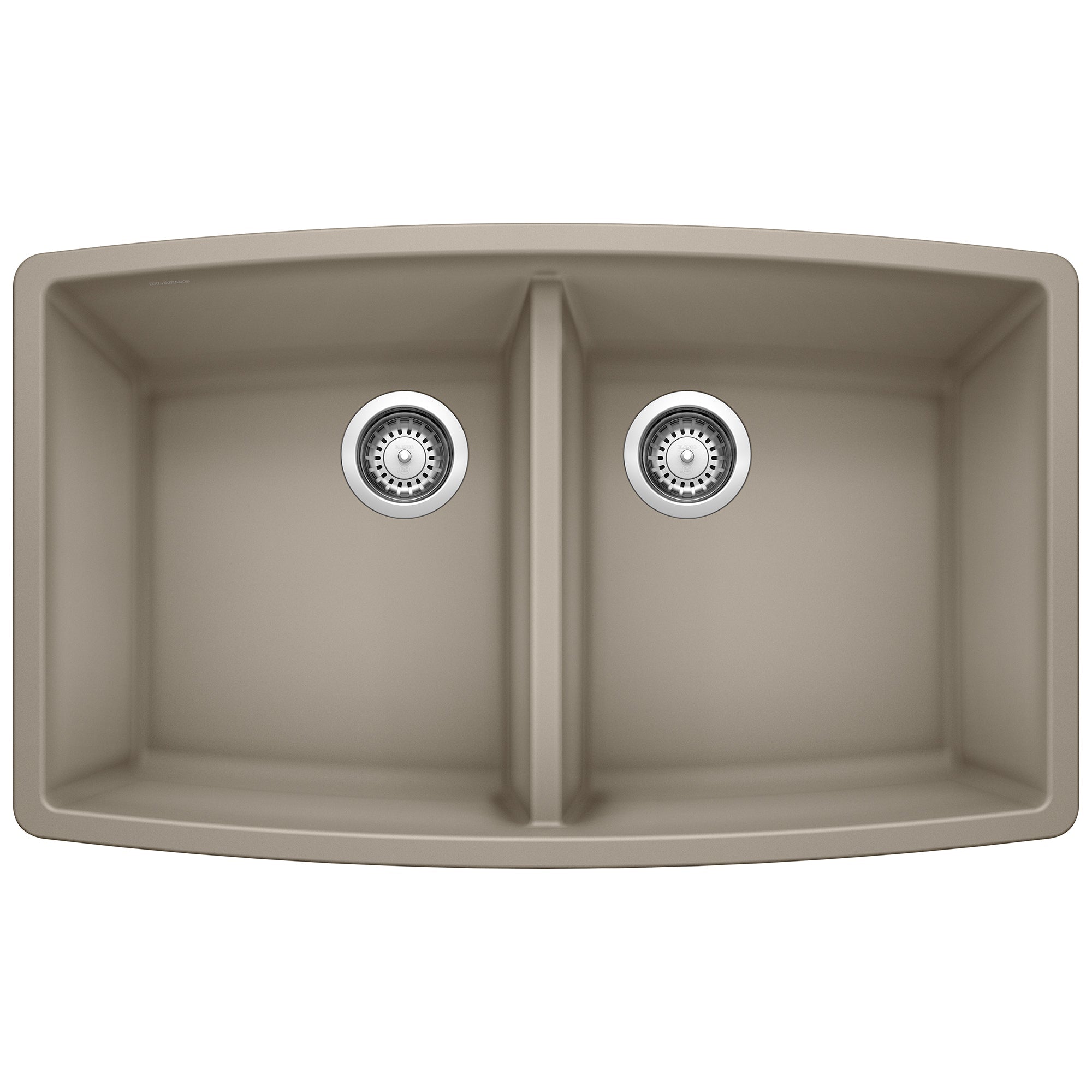 BLANCO Performa 33" SILGRANIT Undermount Double Bowl Kitchen Sink in Truffle