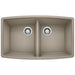 BLANCO Performa 33" SILGRANIT Undermount Double Bowl Kitchen Sink in Truffle