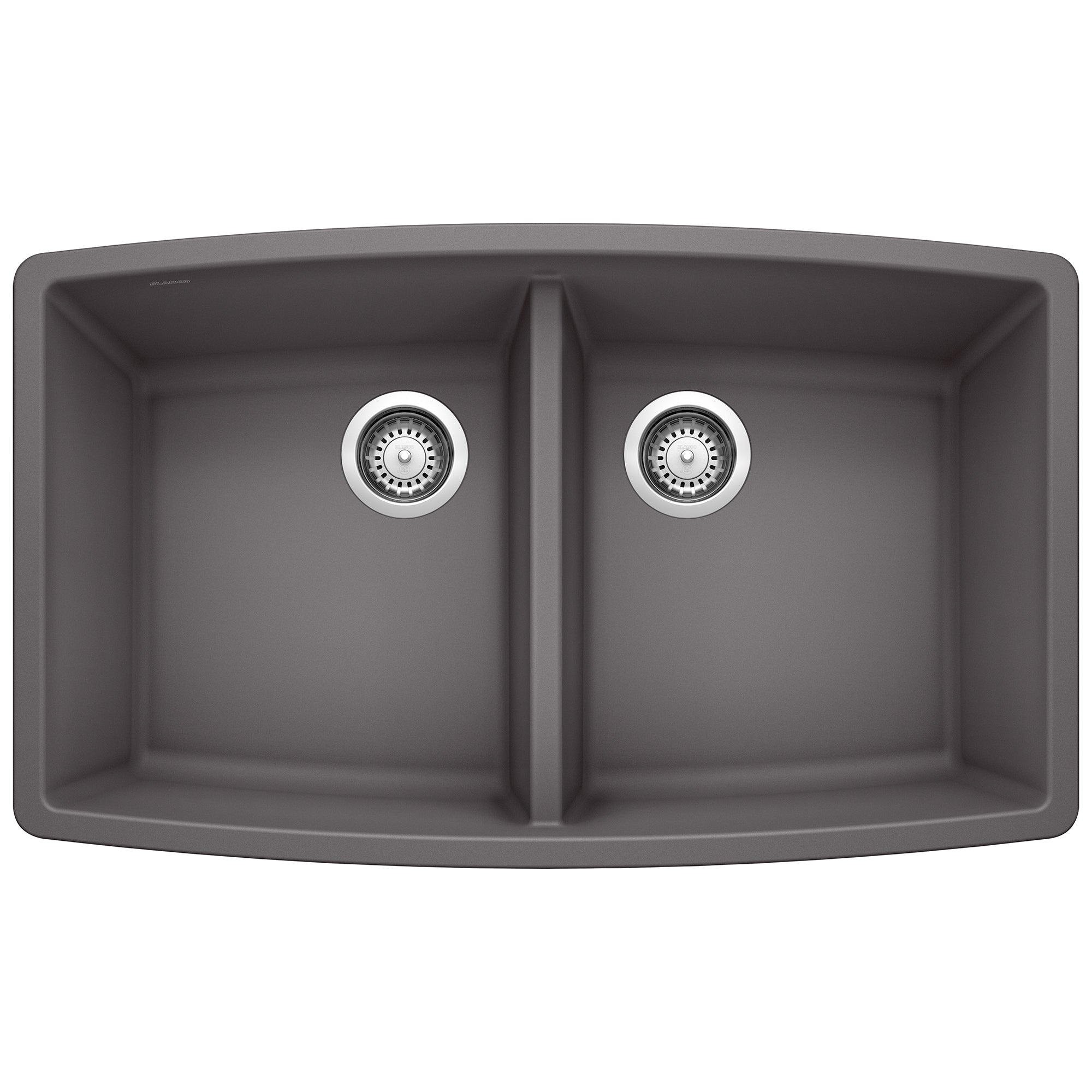 BLANCO Performa 33" SILGRANIT Undermount Double Bowl Kitchen Sink in Cinder