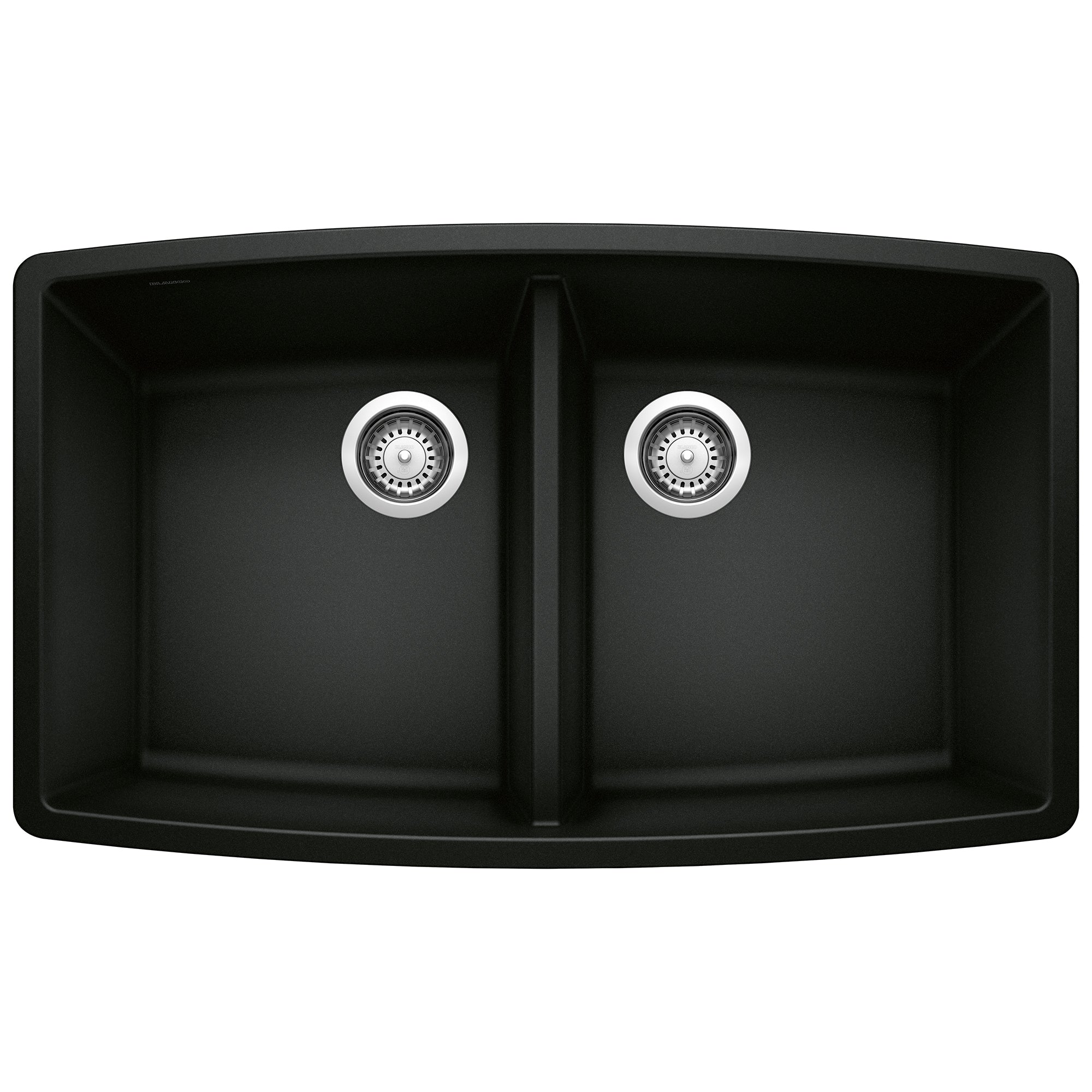 BLANCO Performa 33" SILGRANIT Undermount Double Bowl Kitchen Sink in Coal Black