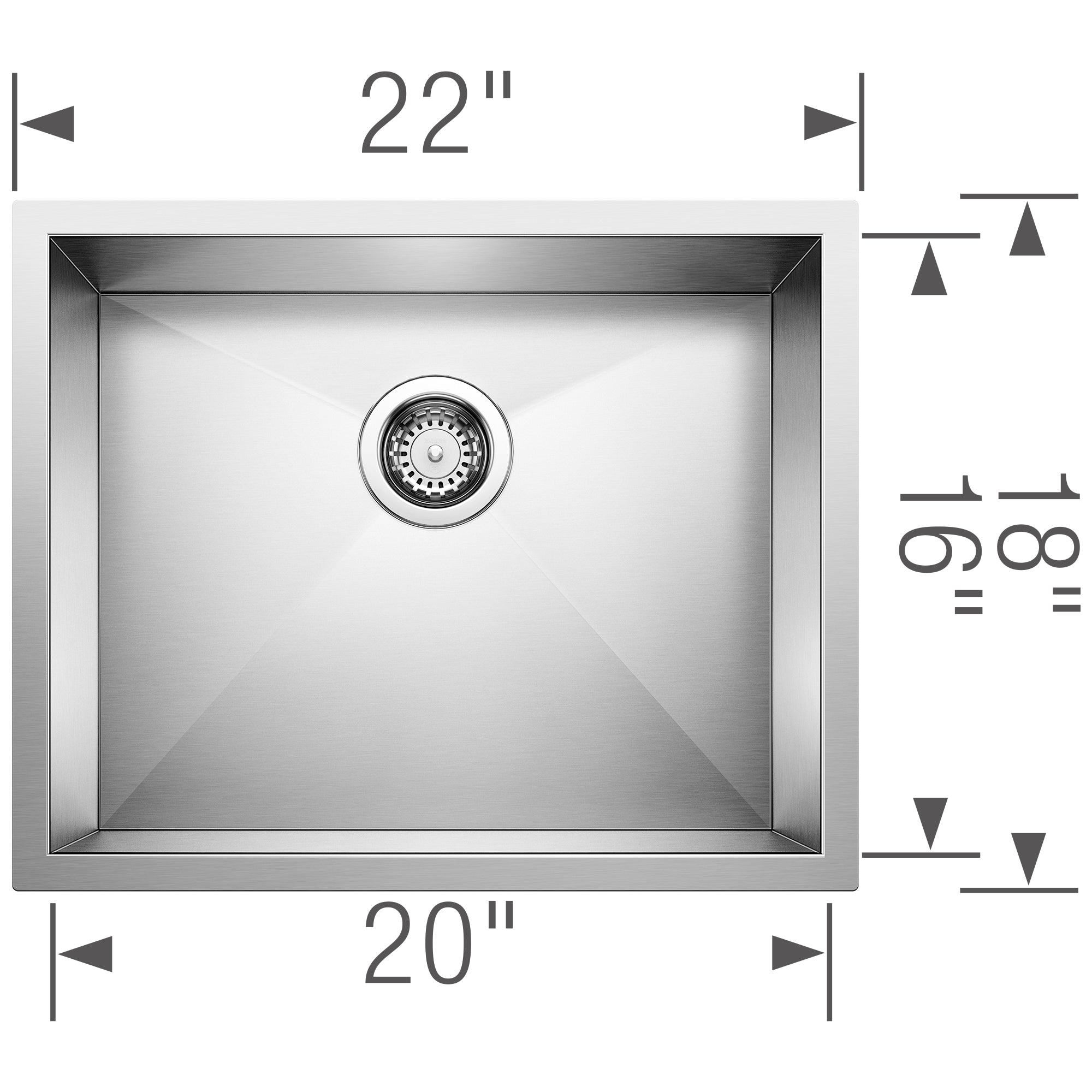 BLANCO Precision 22" Zero Radius Single Bowl Kitchen Sink-DirectSinks