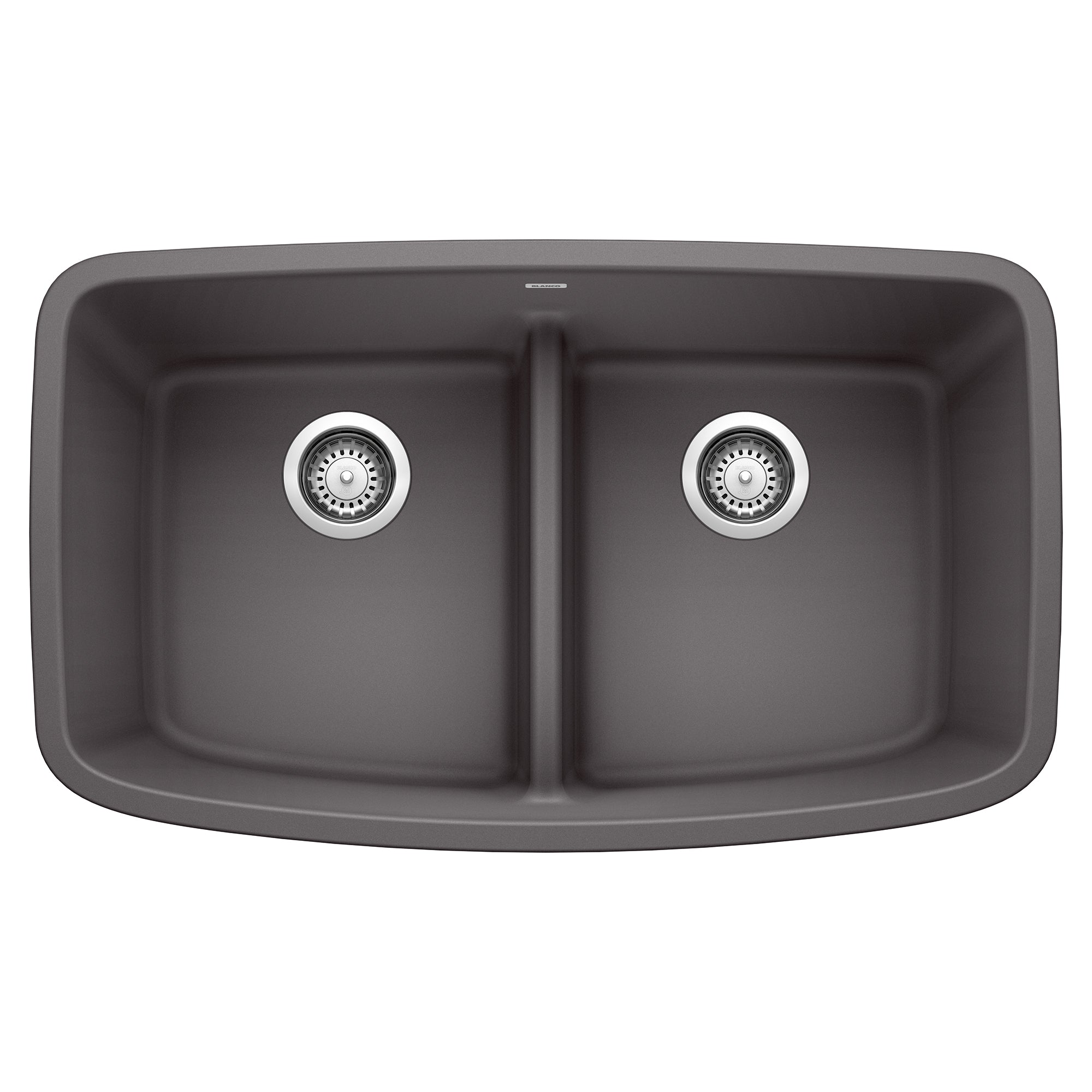 BLANCO Valea 32" SILGRANIT Low Divide Equal Double Bowl Kitchen Sink in Cinder