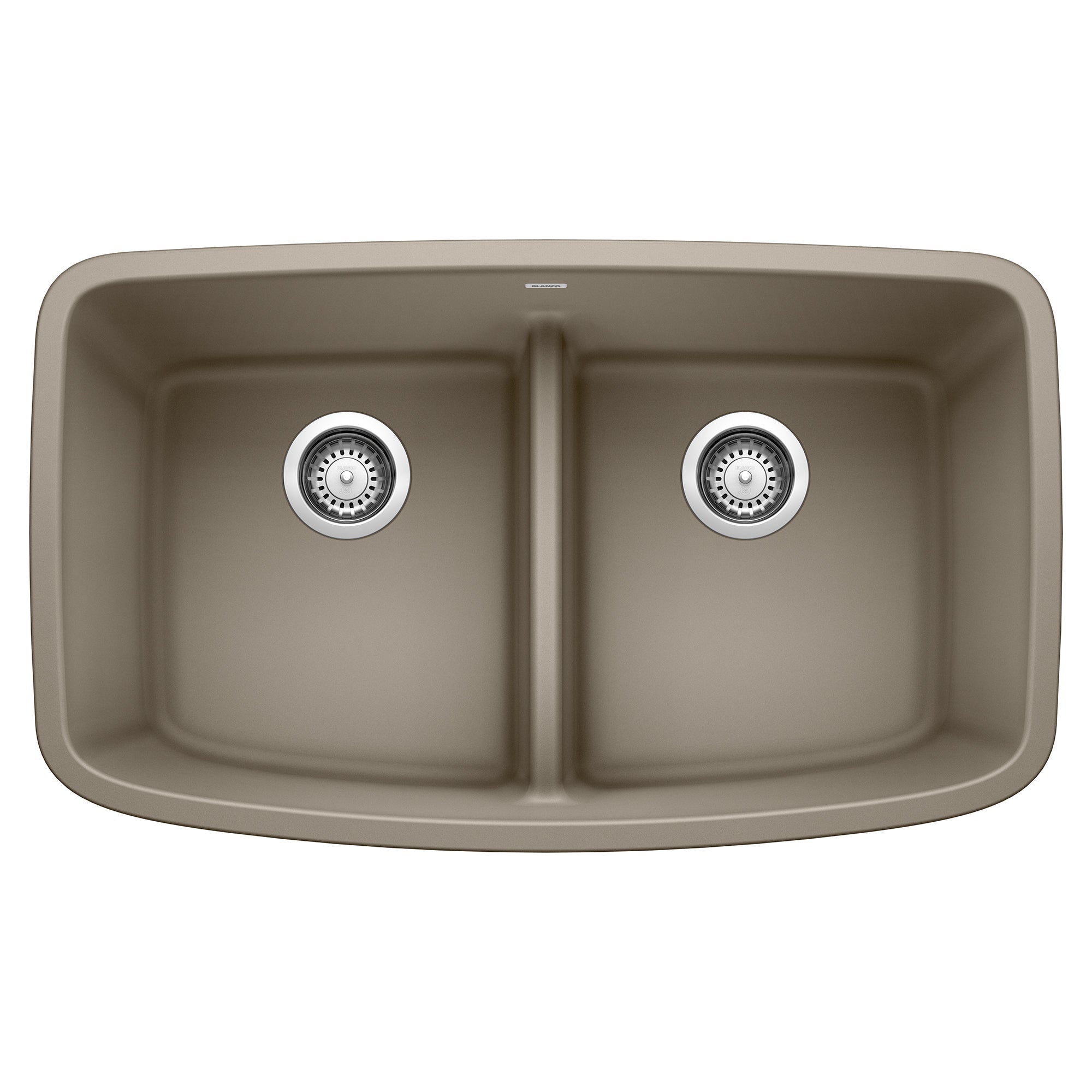 BLANCO Valea 32" SILGRANIT Low Divide Equal Double Bowl Kitchen Sink in Truffle