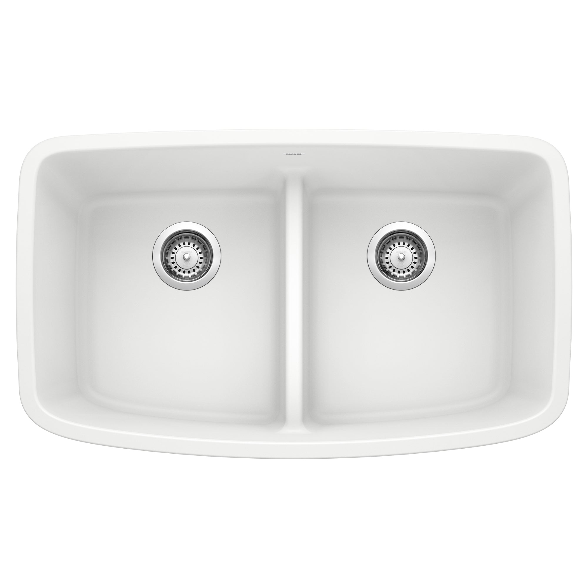 BLANCO Valea 32" SILGRANIT Low Divide Equal Double Bowl Kitchen Sink in White