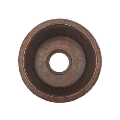 Premier Copper Products 14" Round Hammered Copper Bar Sink with Drain-DirectSinks