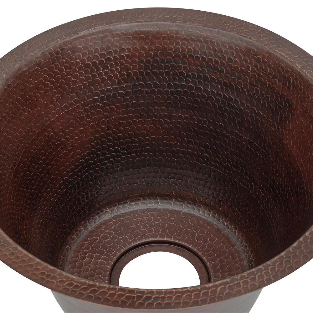 Premier Copper Products 17" Large Round Hammered Copper Bar/Prep Sink