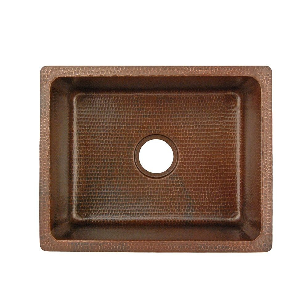 Premier Copper Products 20" Hammered Copper Kitchen/Bar/Prep Single Basin Sink