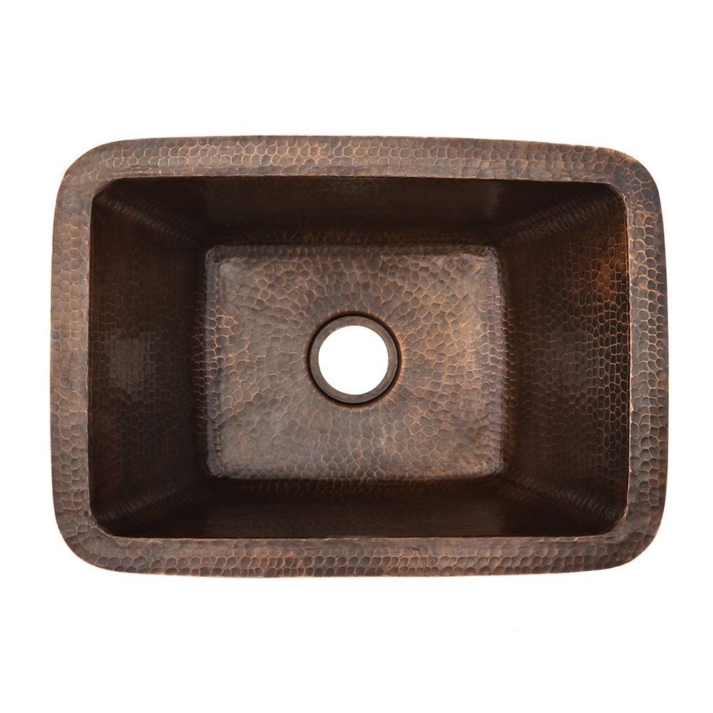 Premier Copper Products 17" x 12" Rectangle Copper Bar Sink with 2" Drain