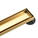 48" Stainless Steel Linear Shower Drain with Tile Insert & Flat Grate in Brushed Brass-DirectSinks