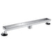 28" Stainless Steel Linear Shower Drain with Tile Insert & Flat Grate in Brushed Nickel-DirectSinks