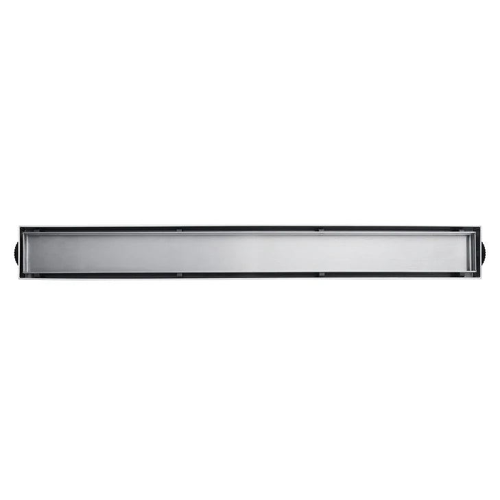 32" Stainless Steel Linear Shower Drain with Tile Insert & Flat Grate in Brushed Nickel-DirectSinks