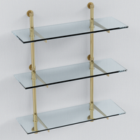 Cantilever Bistro Shelving in Satin Brass with Knurled Connectors