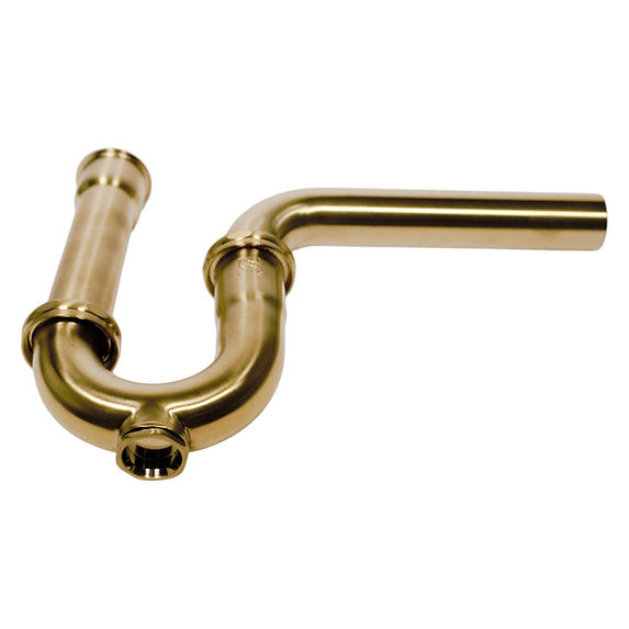 Brushed Satin Brass P-Trap for Bathroom and Utility Drains