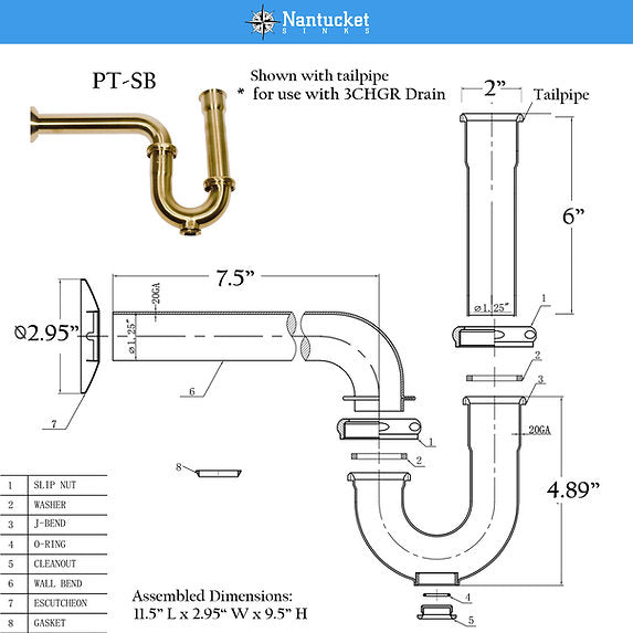 Brushed Satin Brass P-Trap for Bathroom and Utility Drains