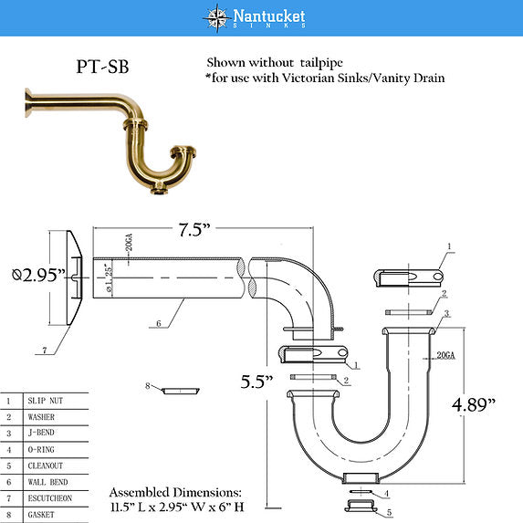 Brushed Satin Brass P-Trap for Bathroom and Utility Drains