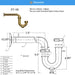 Brushed Satin Brass P-Trap for Bathroom and Utility Drains