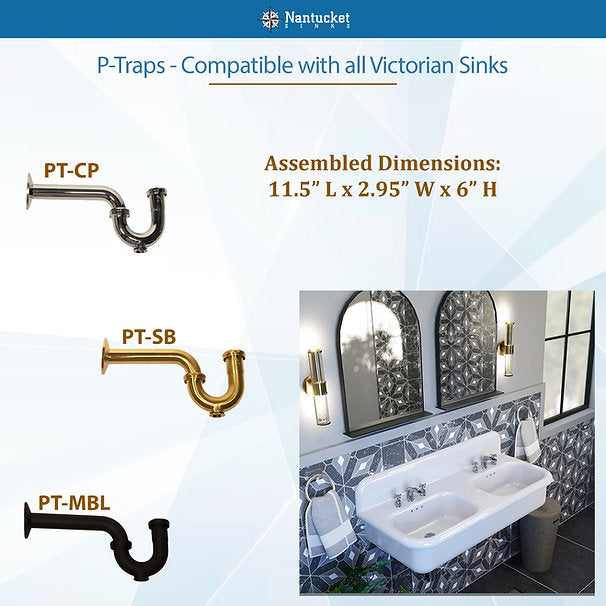 Brushed Satin Brass P-Trap for Bathroom and Utility Drains