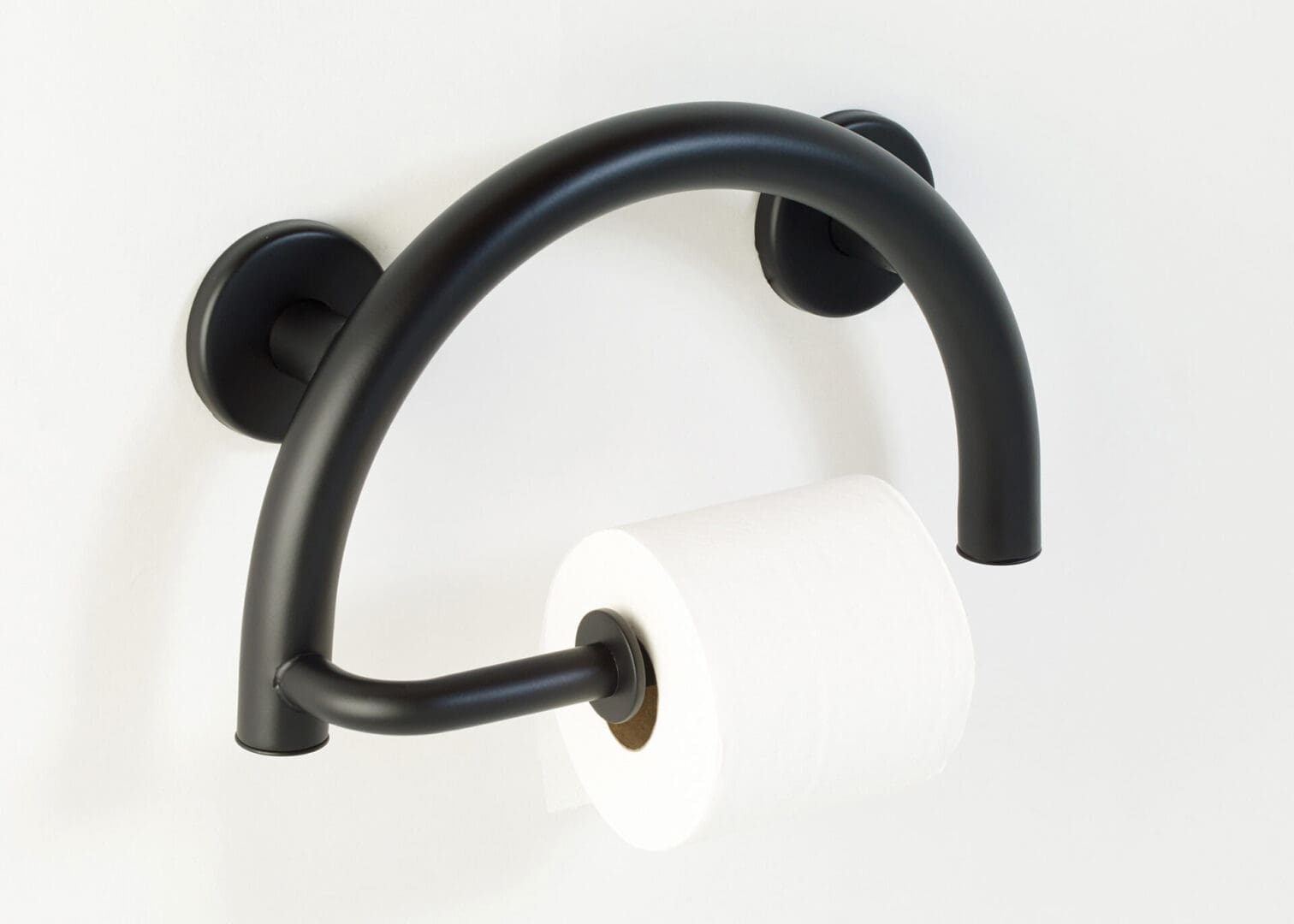 Half Moon Grab Bar with Toilet Paper Holder