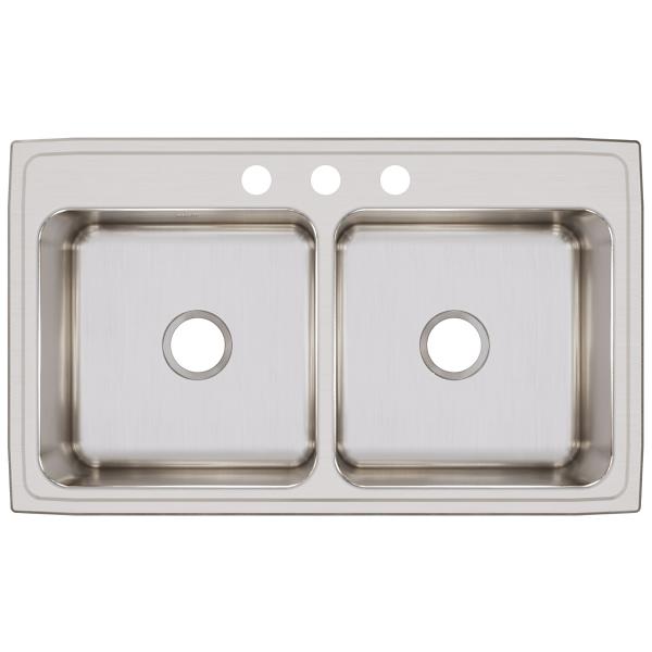 Elkay Lustertone Classic Stainless Steel 37" x 22" x 10-1/8", Equal Double Bowl Drop-in Sink