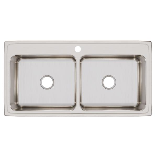 Elkay Lustertone Stainless 43" x 22" Equal Double Bowl Drop-in Sink