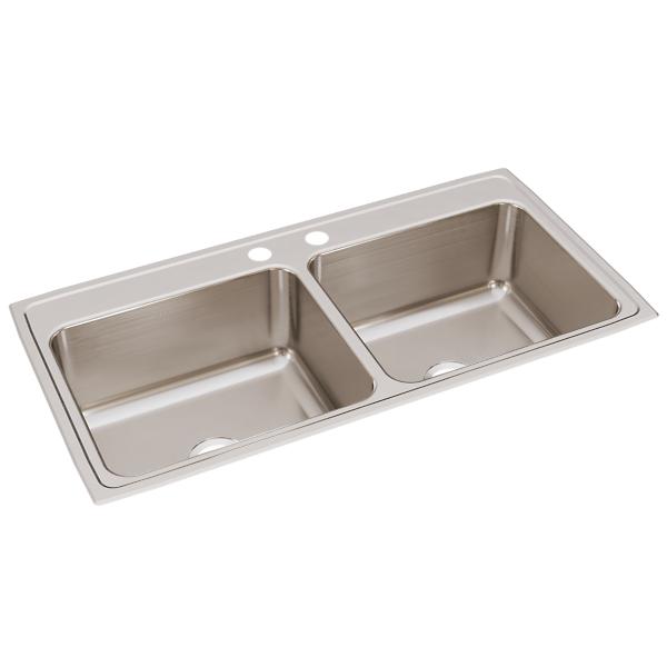 Elkay Lustertone Stainless 43" x 22" Equal Double Bowl Drop-in Sink