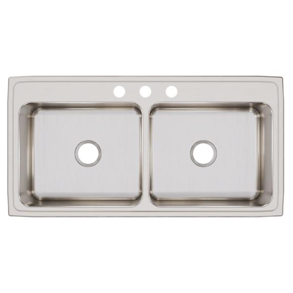 Elkay Lustertone Stainless 43" x 22" Equal Double Bowl Drop-in Sink