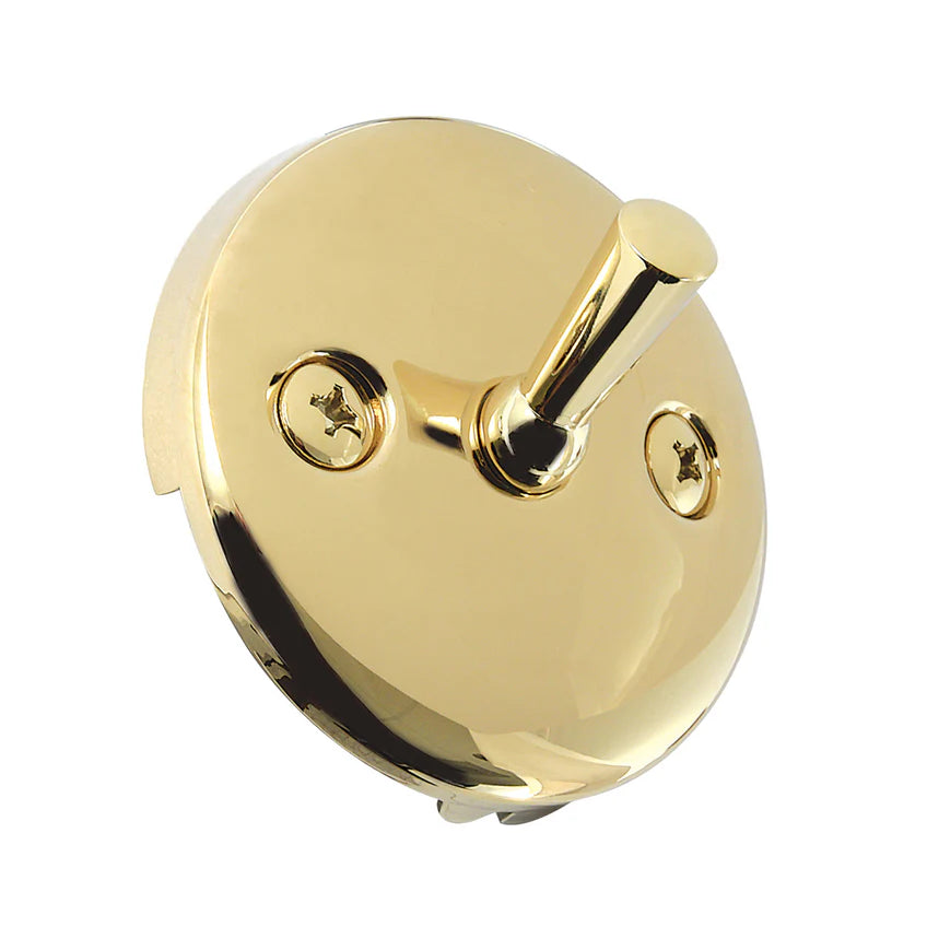 Round Bathtub Overflow Plate with Trip Lever in Polished Brass-DirectSinks