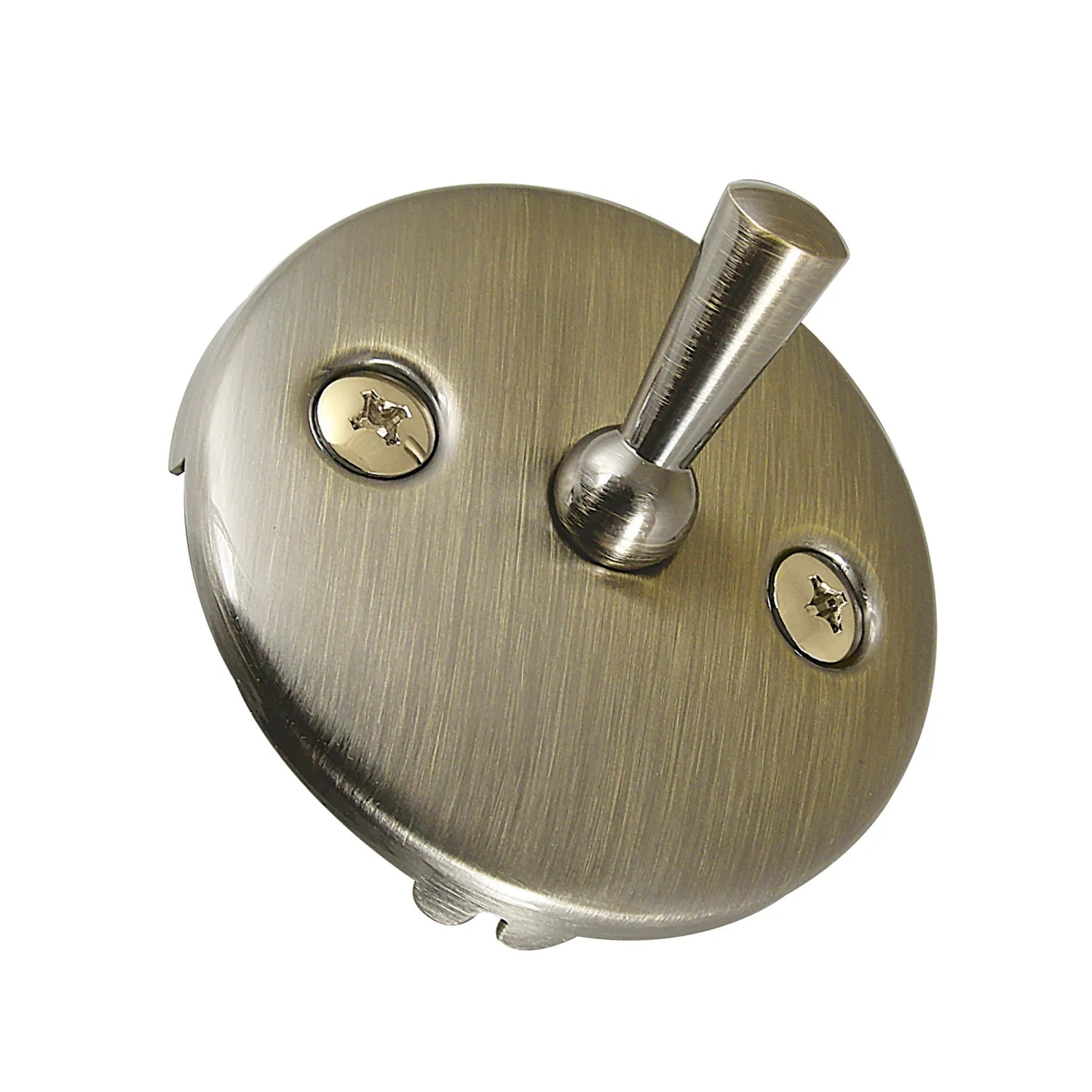 Round Bathtub Overflow Plate with Trip Lever in Antique Brass-DirectSinks