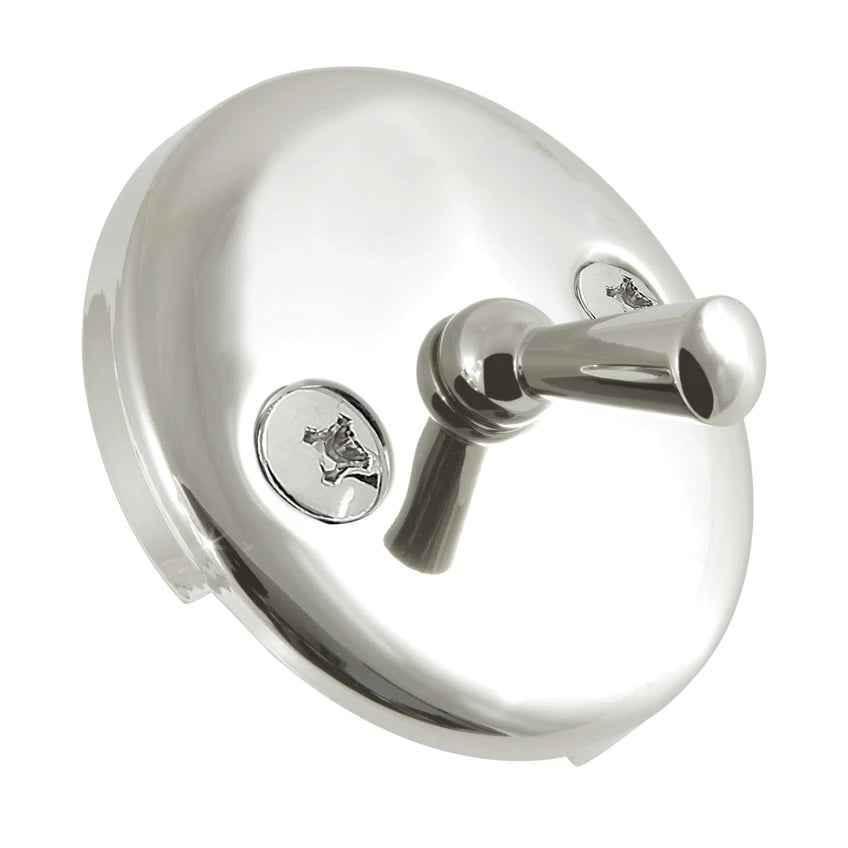 Round Bathtub Overflow Plate with Trip Lever in Polished Nickel-DirectSinks