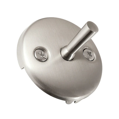 Round Bathtub Overflow Plate with Trip Lever in Brushed Nickel-DirectSinks