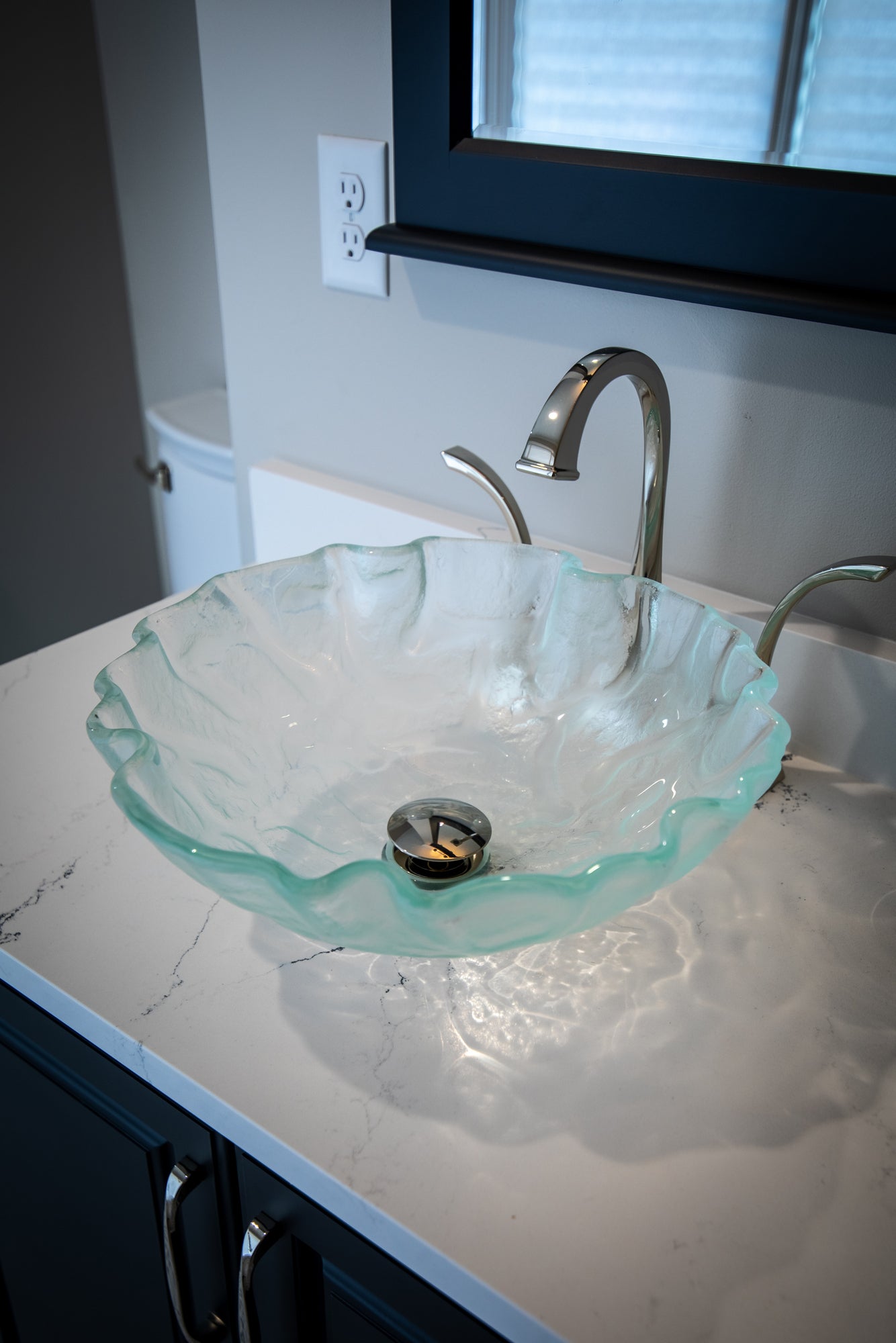 Eden Bath Clear Freeform Wave Glass Vessel Sink