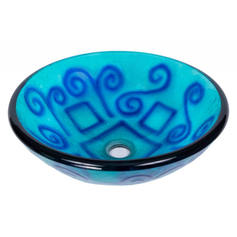 Eden Bath Green And Blue Swirls Glass Vessel Sink