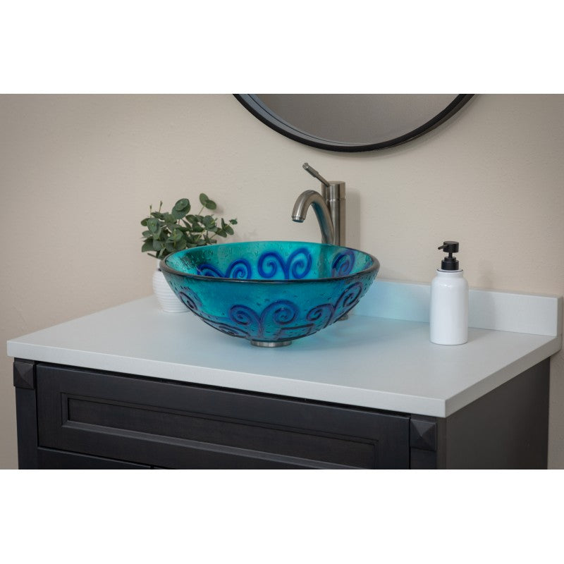 Eden Bath Green And Blue Swirls Glass Vessel Sink