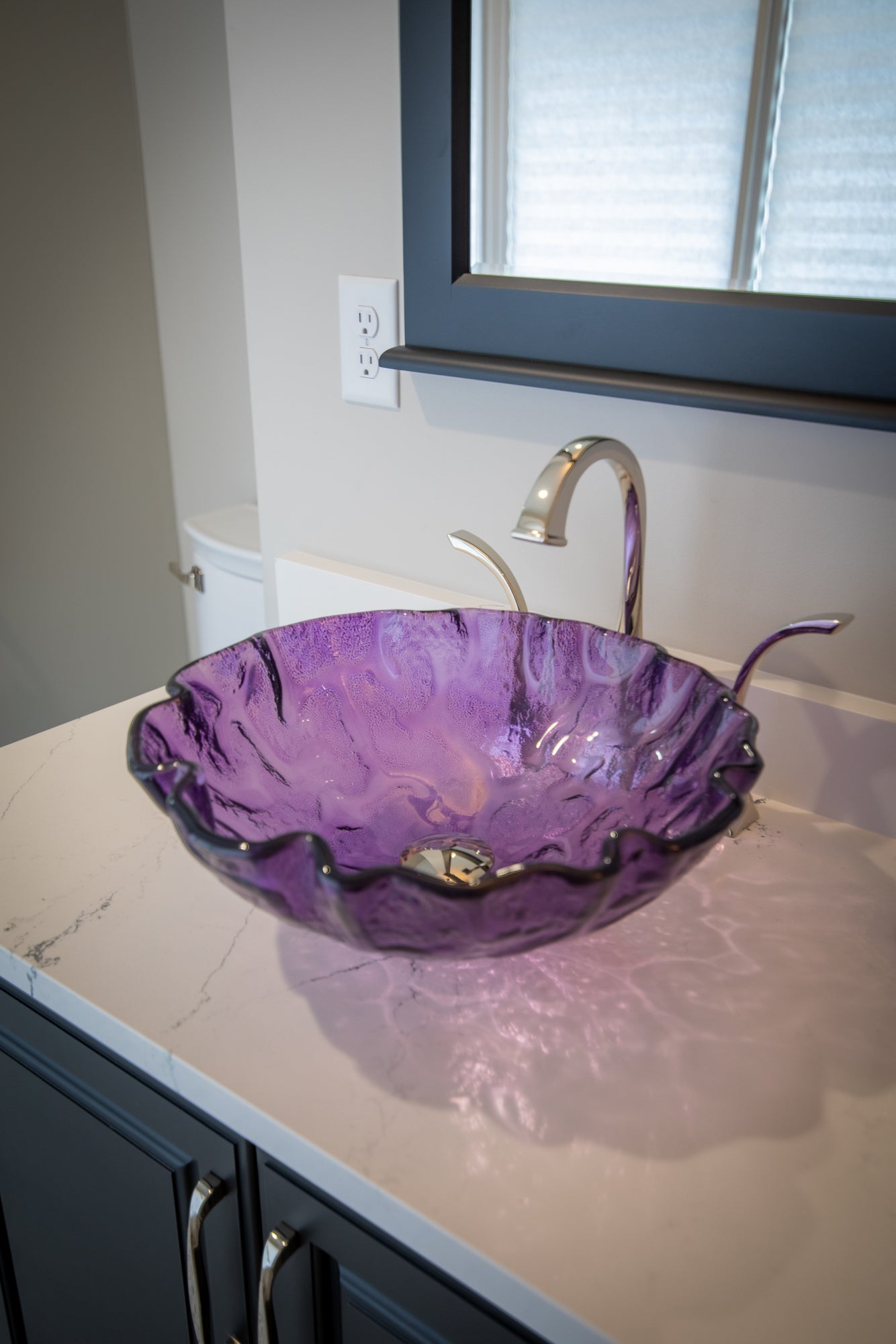 Eden Bath Purple Free form Wave Glass Vessel Sink