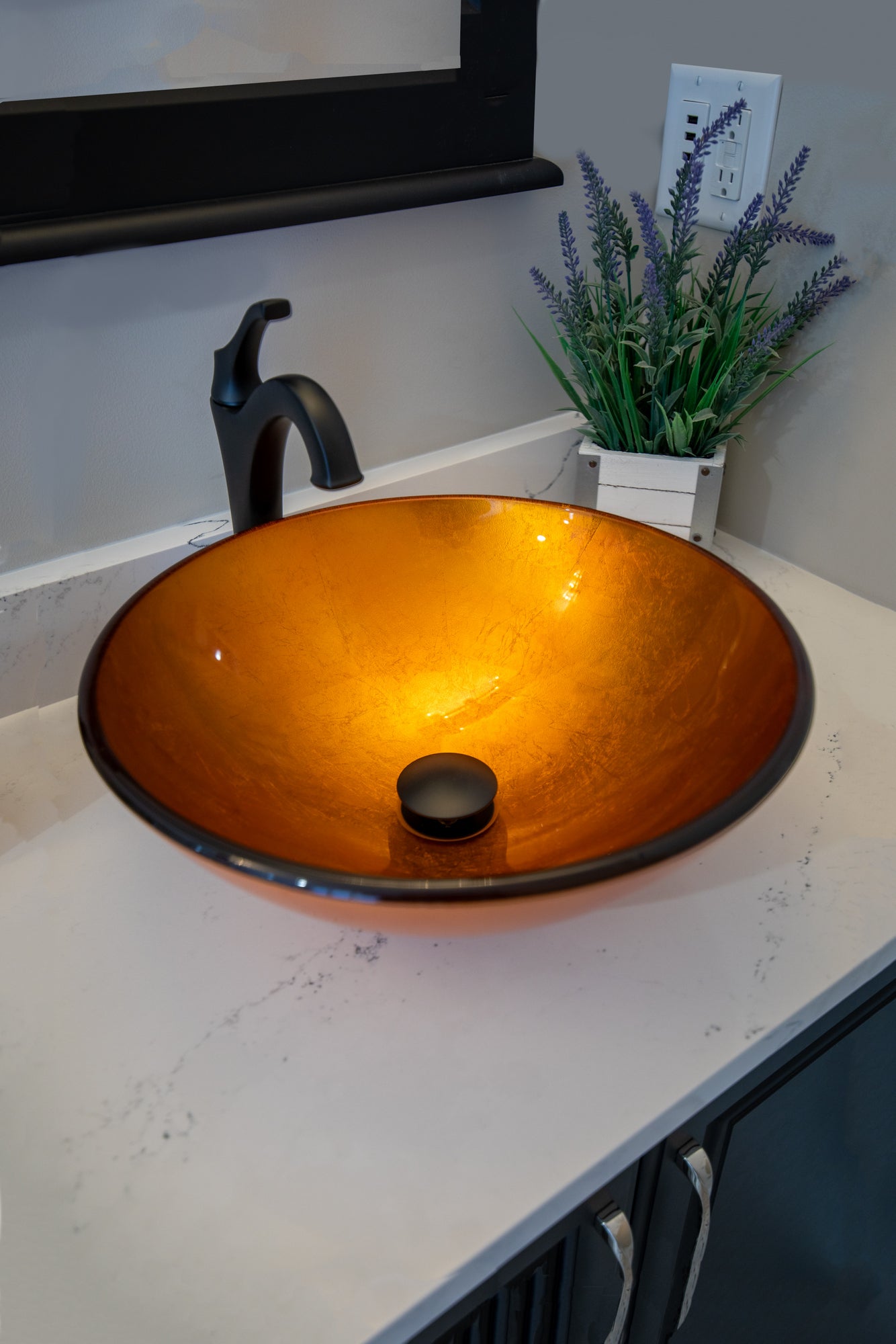 Eden Bath Orange Reflections Glass Vessel Sink