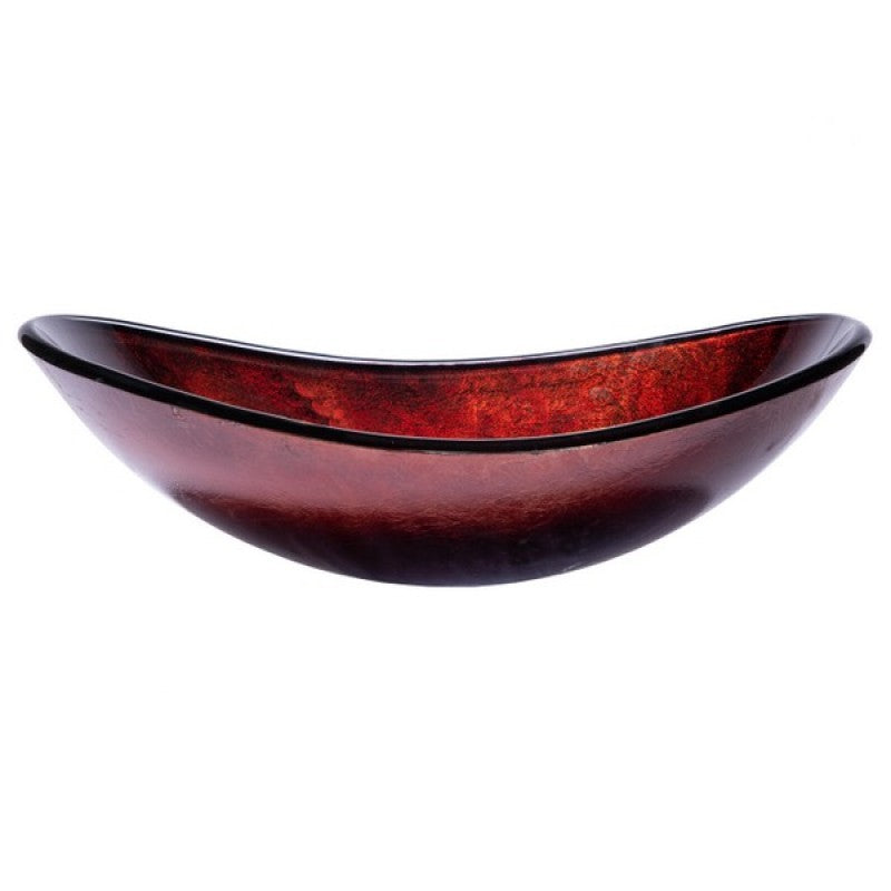 Eden Bath Canoe Shaped Red Copper Reflections Glass Vessel Sink