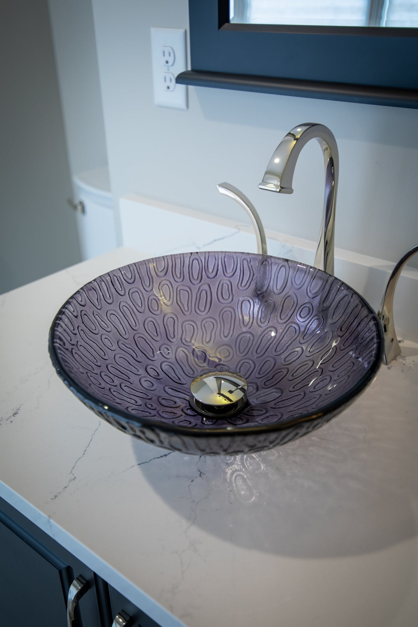 Eden Bath 14" Charcoal Freeform Hoops Glass Vessel Sink
